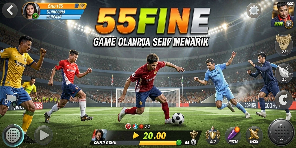 Tampilan gameplay seru dalam 55FIVE yang melibatkan berbagai cabang olahraga.