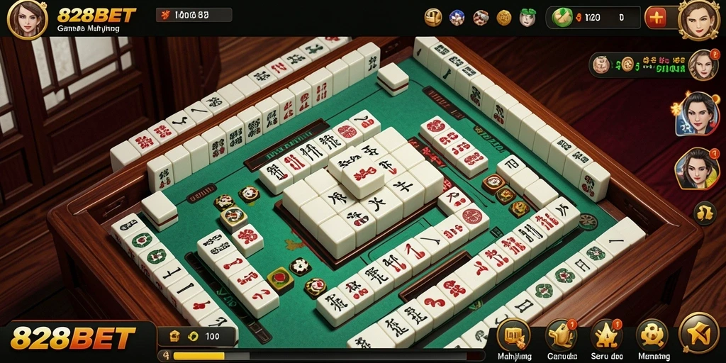 Tampilan gameplay Mahjong yang menarik di 828BET.