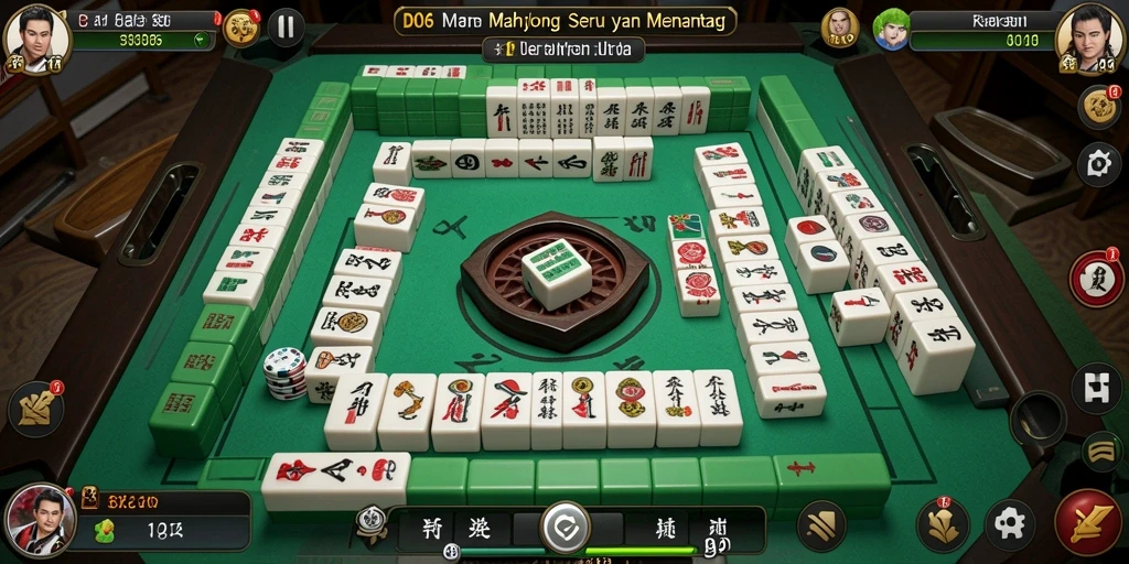 Screenshot D06 menampilkan permainan Mahjong yang penuh warna dan mendebarkan.