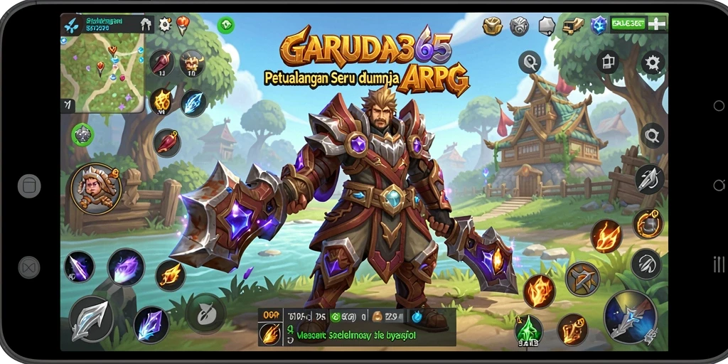 Tangkapan layar yang menunjukkan aksi mendebarkan dalam GARUDA365.