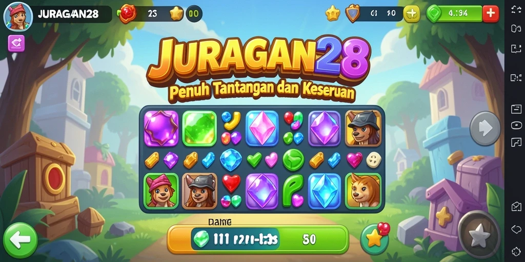 Tampilan gameplay JURAGAN28 yang seru dan penuh warna.