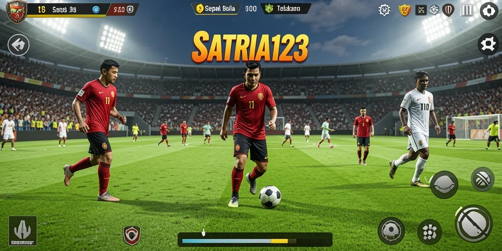 Tampilan gameplay <strong>SATRIA123</strong> yang menawan di lapangan sepak bola.
