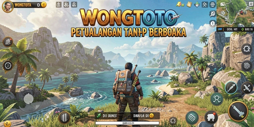Screenshot gameplay dari WONGTOTO yang menampilkan eksplorasi dunia terbuka.